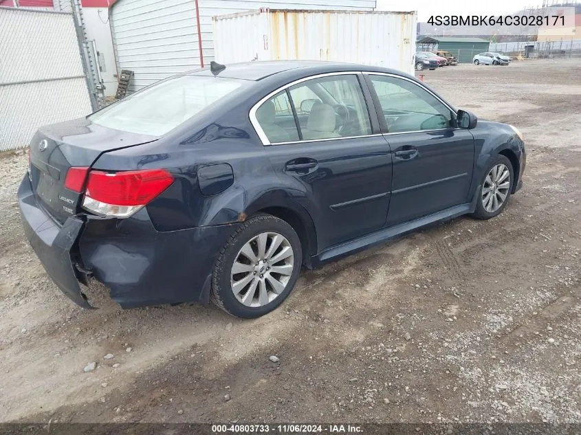 2012 Subaru Legacy 2.5I Limited VIN: 4S3BMBK64C3028171 Lot: 40803733