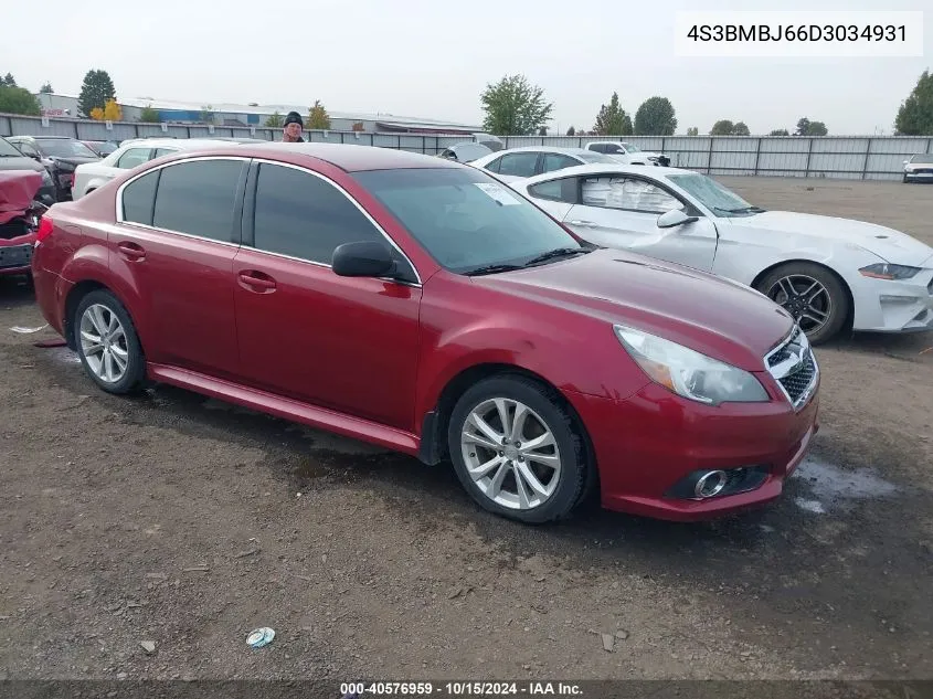 2013 Subaru Legacy 2.5I Limited VIN: 4S3BMBJ66D3034931 Lot: 40576959