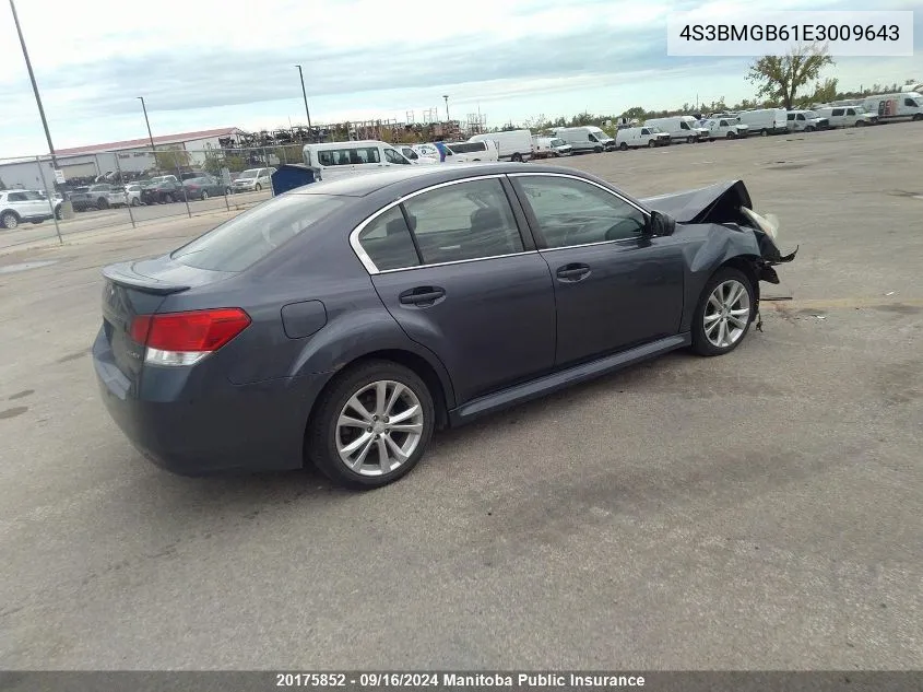 2014 Subaru Legacy 2.5I VIN: 4S3BMGB61E3009643 Lot: 20175852