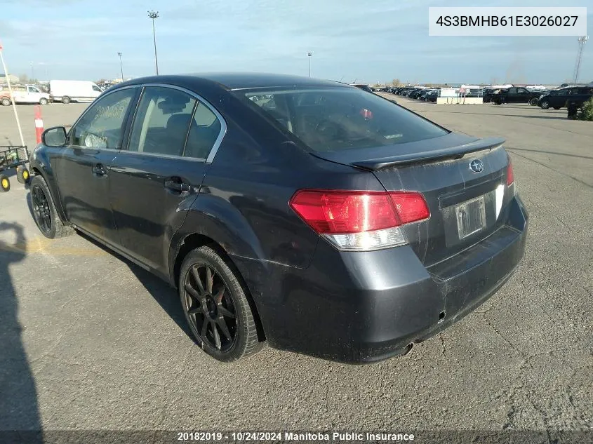 2014 Subaru Legacy 2.5I VIN: 4S3BMHB61E3026027 Lot: 20182019