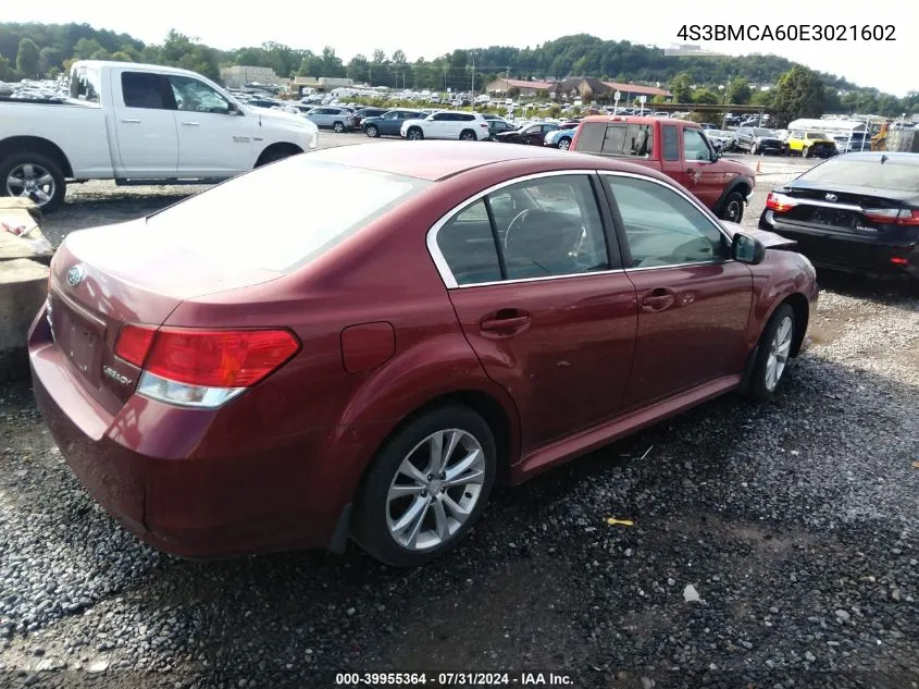 2014 Subaru Legacy 2.5I VIN: 4S3BMCA60E3021602 Lot: 39955364