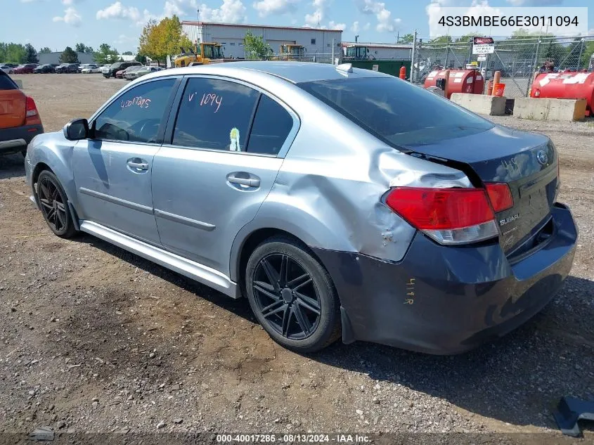 2014 Subaru Legacy 2.5I Premium VIN: 4S3BMBE66E3011094 Lot: 40017285