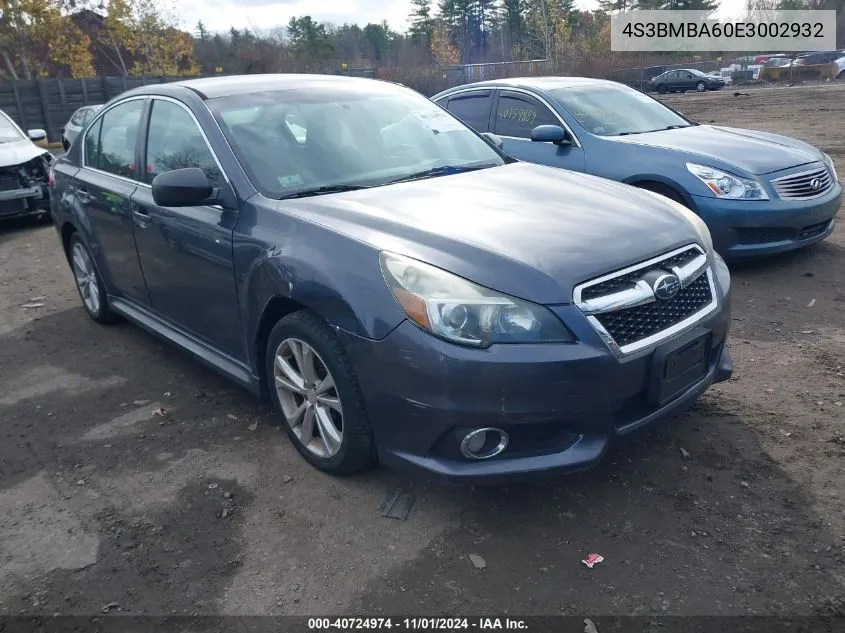 2014 Subaru Legacy 2.5I VIN: 4S3BMBA60E3002932 Lot: 40724974