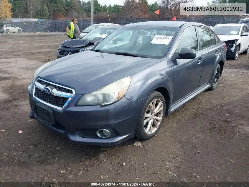 2014 Subaru Legacy 2.5I VIN: 4S3BMBA60E3002932 Lot: 40724974