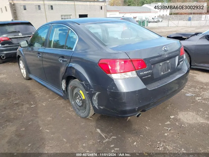 2014 Subaru Legacy 2.5I VIN: 4S3BMBA60E3002932 Lot: 40724974