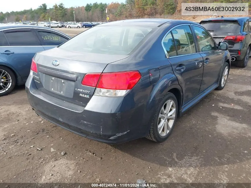 2014 Subaru Legacy 2.5I VIN: 4S3BMBA60E3002932 Lot: 40724974