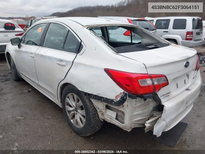 2015 Subaru Legacy 2.5I Premium VIN: 4S3BNBC62F3064151 Lot: 38852342