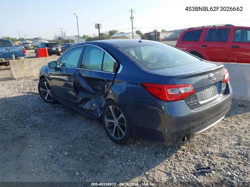 2015 Subaru Legacy 2.5I Limited VIN: 4S3BNBL62F3026662 Lot: 40336913