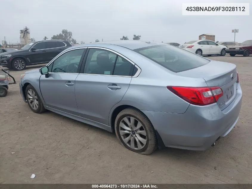 2015 Subaru Legacy 2.5I Premium VIN: 4S3BNAD69F3028112 Lot: 40564273