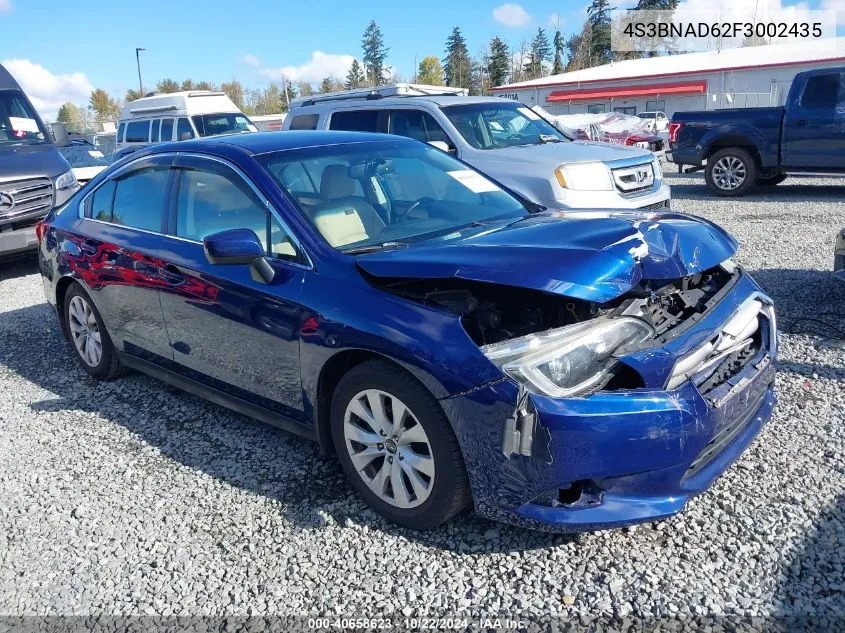 2015 Subaru Legacy 2.5I Premium VIN: 4S3BNAD62F3002435 Lot: 40658623