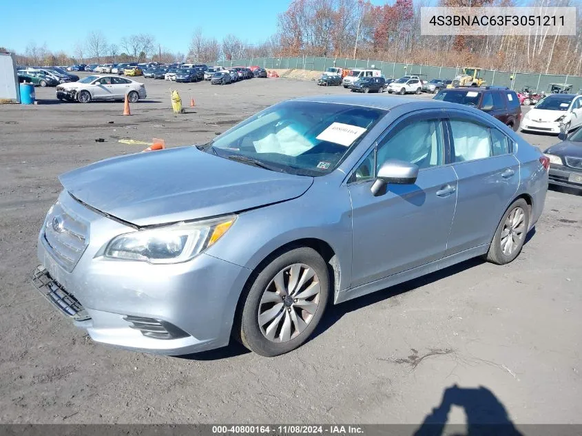 2015 Subaru Legacy 2.5I Premium VIN: 4S3BNAC63F3051211 Lot: 40800164