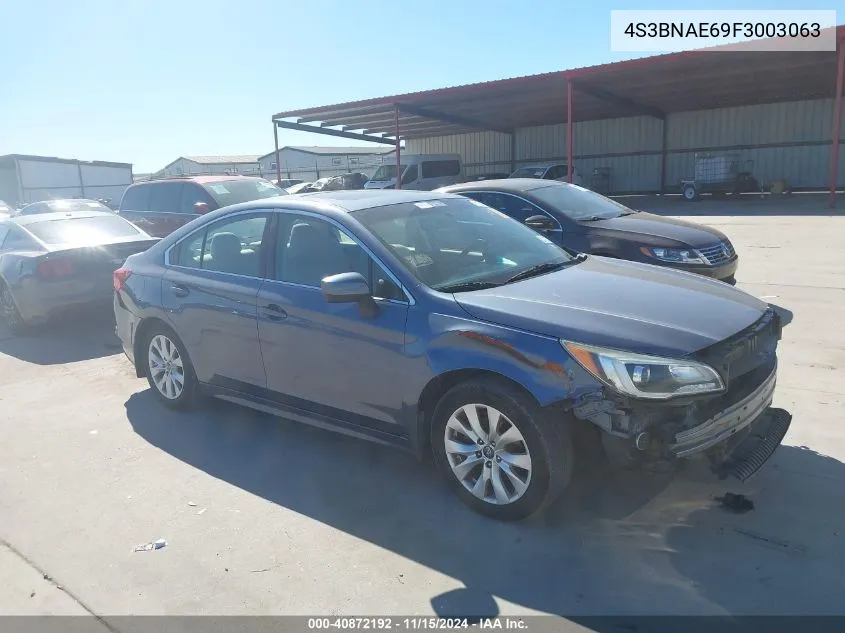 2015 Subaru Legacy 2.5I Premium VIN: 4S3BNAE69F3003063 Lot: 40872192