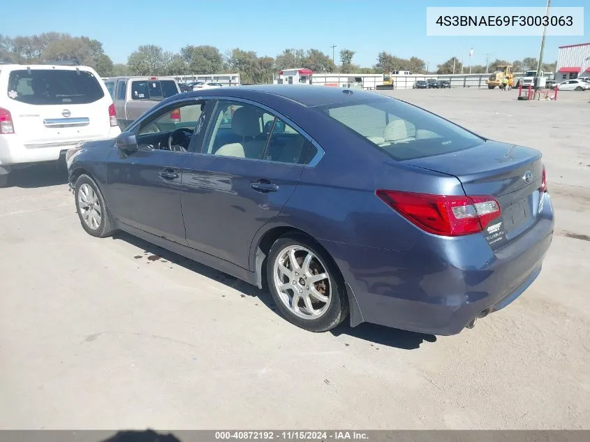 2015 Subaru Legacy 2.5I Premium VIN: 4S3BNAE69F3003063 Lot: 40872192