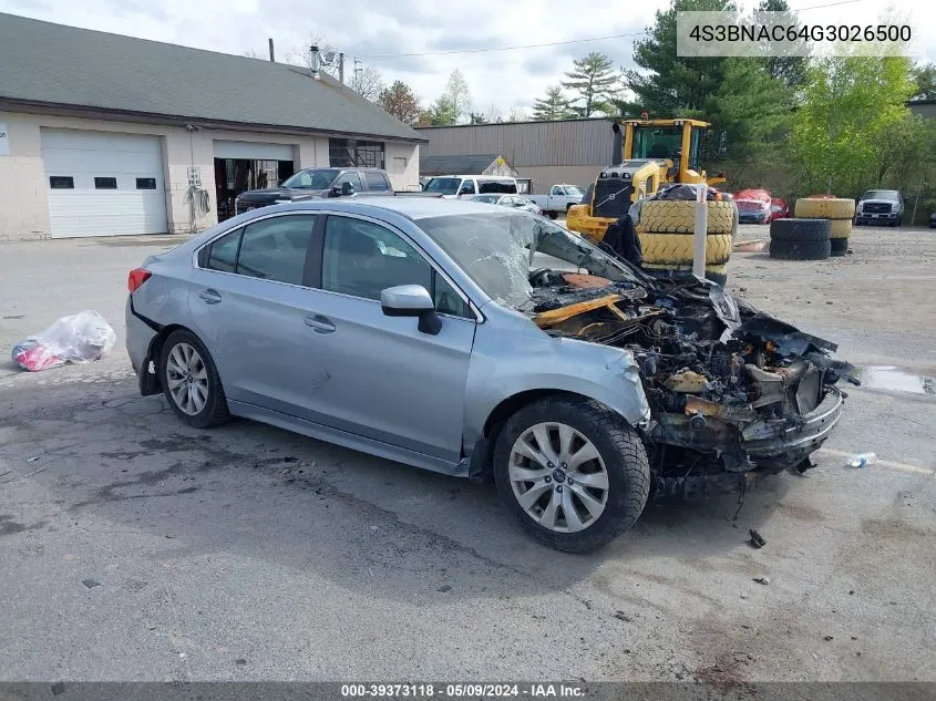 2016 Subaru Legacy 2.5I Premium VIN: 4S3BNAC64G3026500 Lot: 39373118