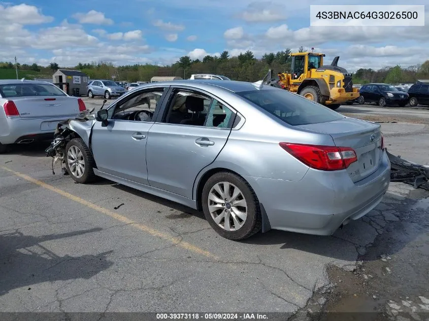 4S3BNAC64G3026500 2016 Subaru Legacy 2.5I Premium