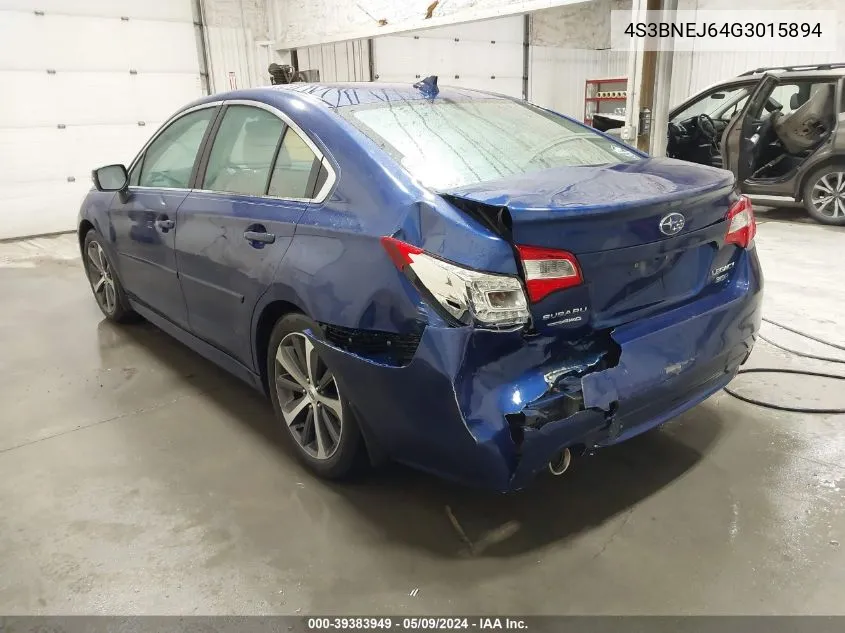 2016 Subaru Legacy 3.6R Limited VIN: 4S3BNEJ64G3015894 Lot: 39383949