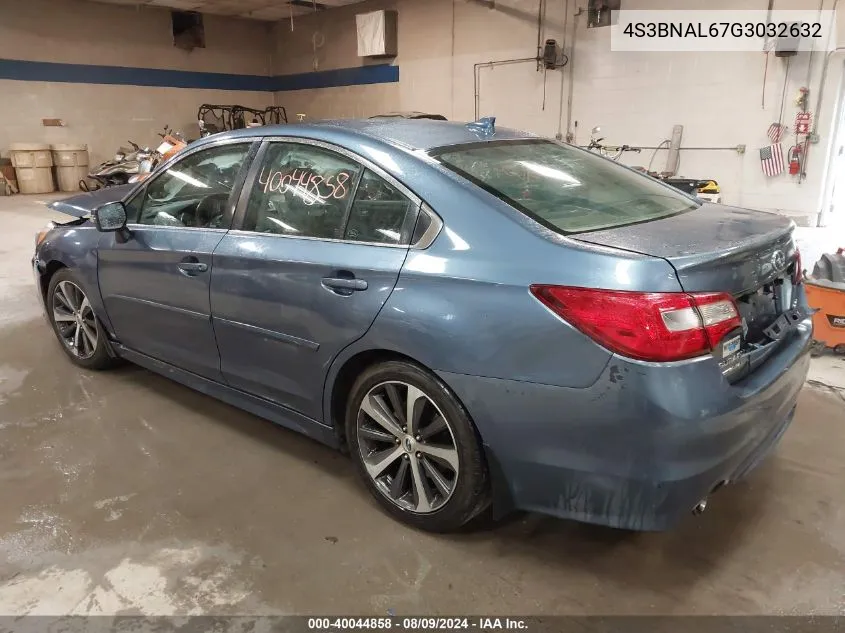 2016 Subaru Legacy 2.5I Limited VIN: 4S3BNAL67G3032632 Lot: 40044858