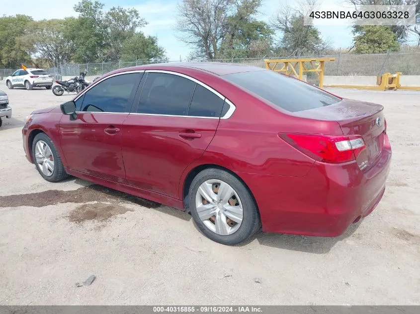 2016 Subaru Legacy 2.5I VIN: 4S3BNBA64G3063328 Lot: 40315855