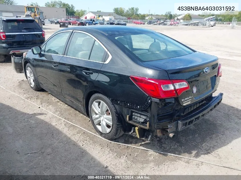 2016 Subaru Legacy 2.5I VIN: 4S3BNBA64G3031592 Lot: 40321719