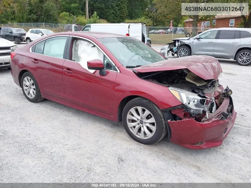 2016 Subaru Legacy 2.5I Premium VIN: 4S3BNAC68G3012647 Lot: 40341193