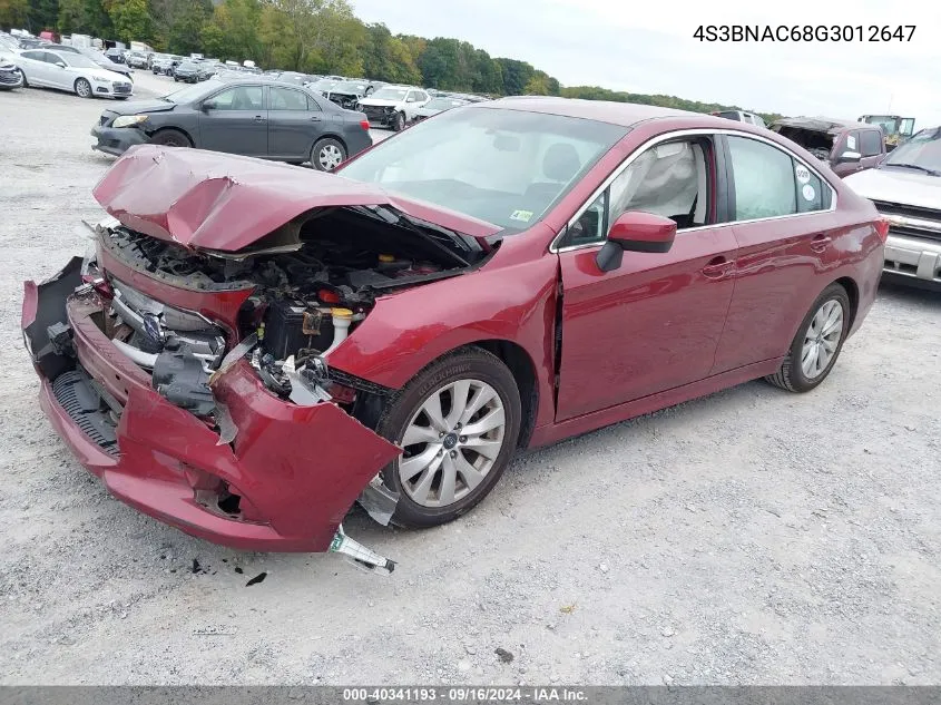 2016 Subaru Legacy 2.5I Premium VIN: 4S3BNAC68G3012647 Lot: 40341193