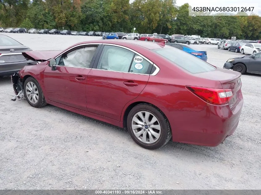 2016 Subaru Legacy 2.5I Premium VIN: 4S3BNAC68G3012647 Lot: 40341193