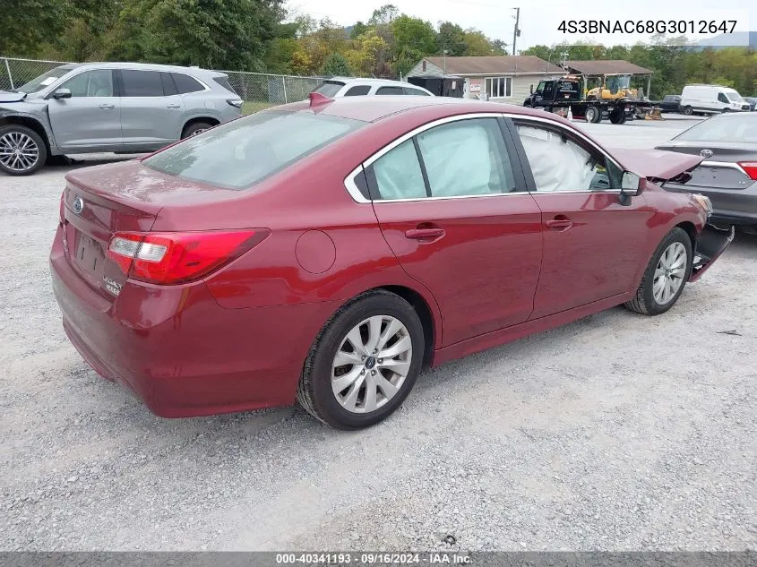 2016 Subaru Legacy 2.5I Premium VIN: 4S3BNAC68G3012647 Lot: 40341193