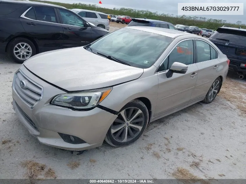 2016 Subaru Legacy 2.5I Limited VIN: 4S3BNAL67G3029777 Lot: 40640662