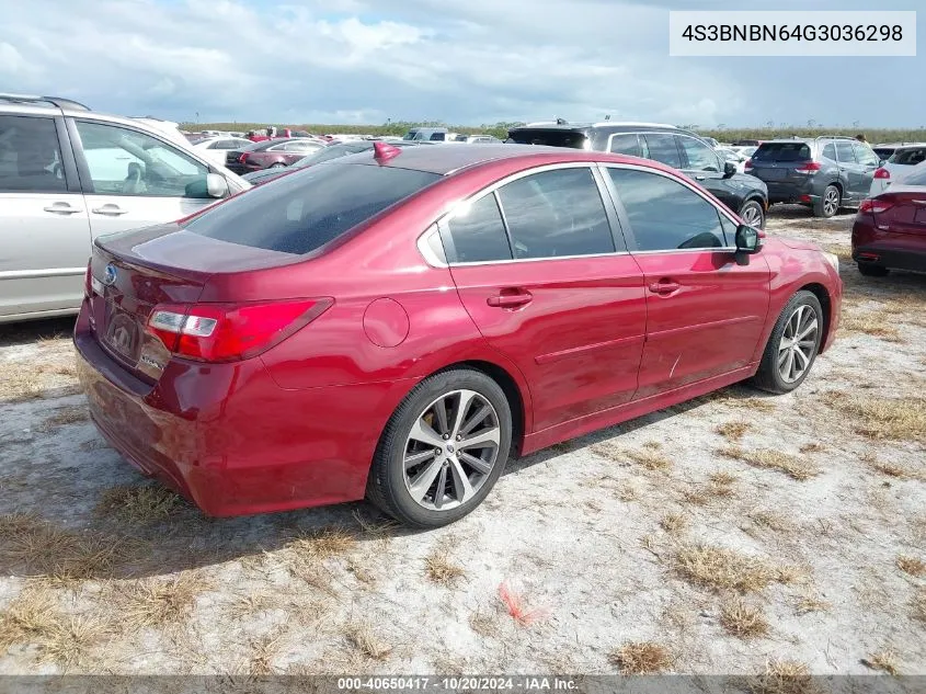 2016 Subaru Legacy 2.5I Limited VIN: 4S3BNBN64G3036298 Lot: 40650417