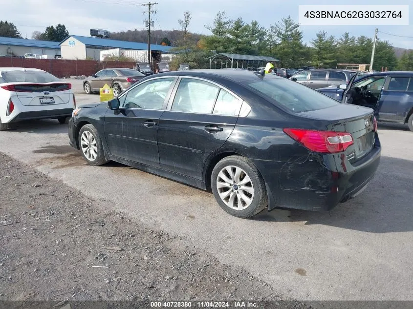 2016 Subaru Legacy 2.5I Premium VIN: 4S3BNAC62G3032764 Lot: 40728380