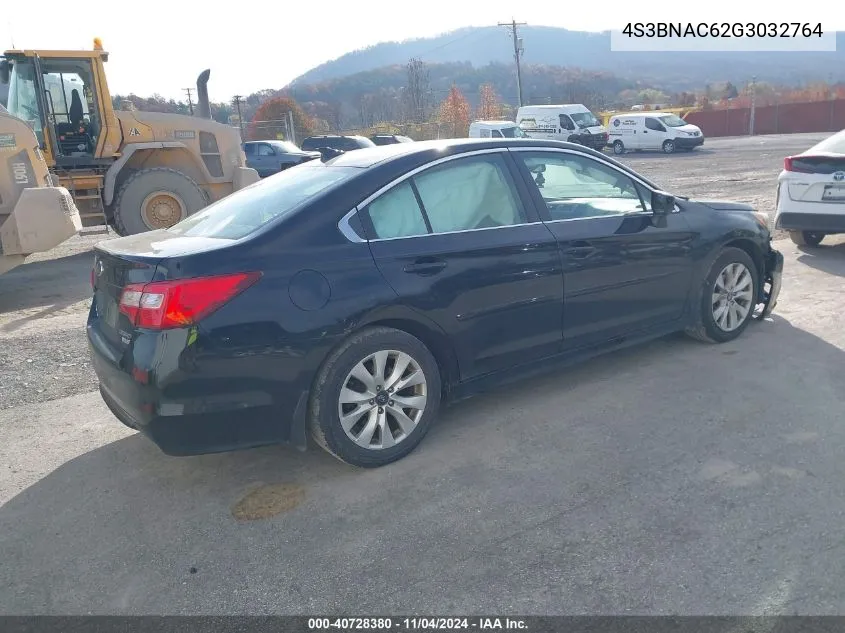 2016 Subaru Legacy 2.5I Premium VIN: 4S3BNAC62G3032764 Lot: 40728380