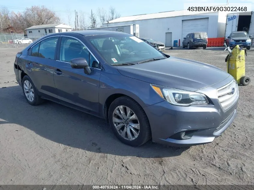 2016 Subaru Legacy 2.5I Premium VIN: 4S3BNAF69G3022468 Lot: 40753624