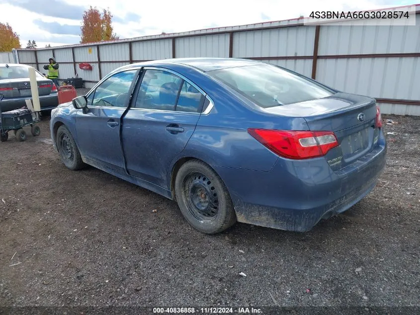 2016 Subaru Legacy 2.5I VIN: 4S3BNAA66G3028574 Lot: 40836858