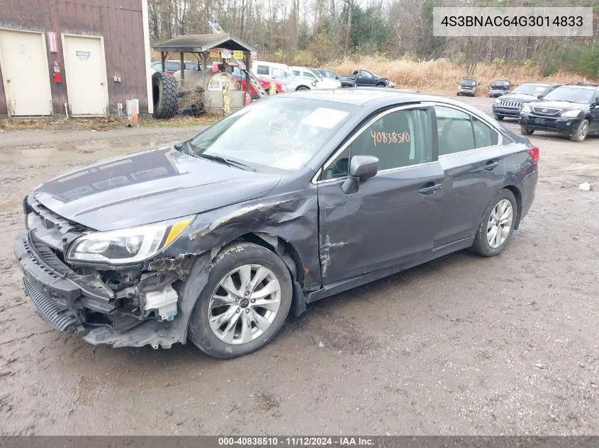 2016 Subaru Legacy 2.5I Premium VIN: 4S3BNAC64G3014833 Lot: 40838510