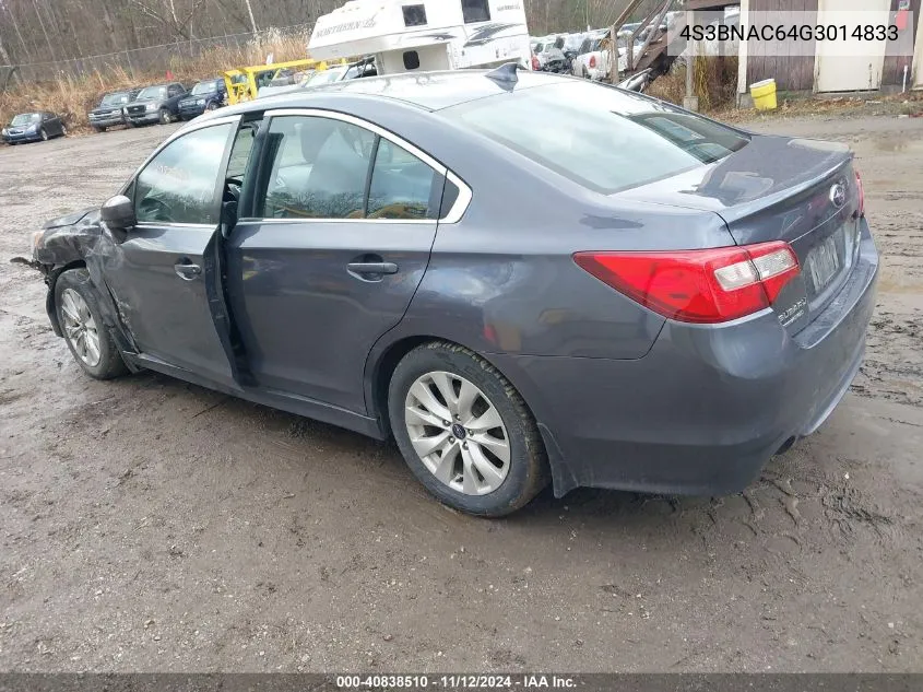 2016 Subaru Legacy 2.5I Premium VIN: 4S3BNAC64G3014833 Lot: 40838510