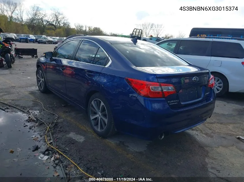 2016 Subaru Legacy 2.5I Limited VIN: 4S3BNBN6XG3015374 Lot: 40878005