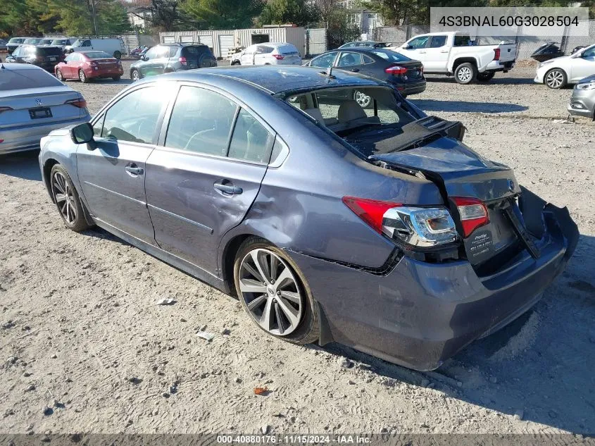 2016 Subaru Legacy 2.5I Limited VIN: 4S3BNAL60G3028504 Lot: 40880176