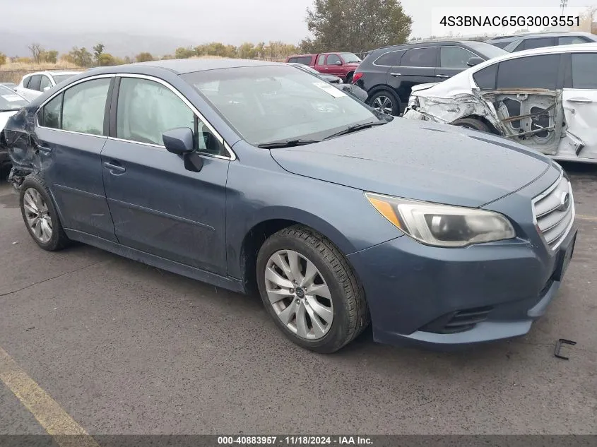 2016 Subaru Legacy 2.5I Premium VIN: 4S3BNAC65G3003551 Lot: 40883957