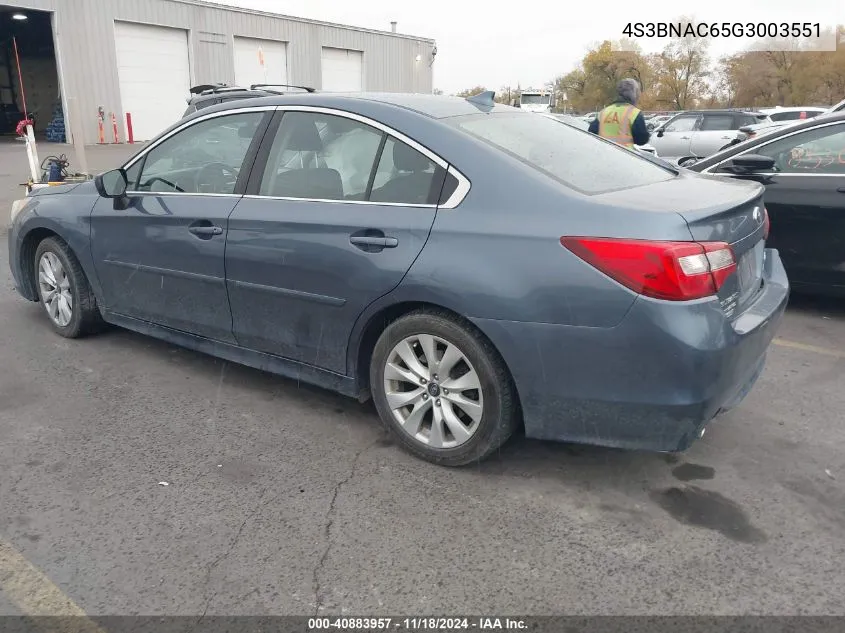 2016 Subaru Legacy 2.5I Premium VIN: 4S3BNAC65G3003551 Lot: 40883957