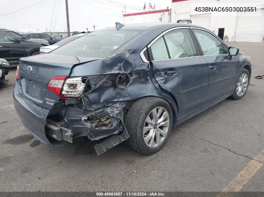 2016 Subaru Legacy 2.5I Premium VIN: 4S3BNAC65G3003551 Lot: 40883957