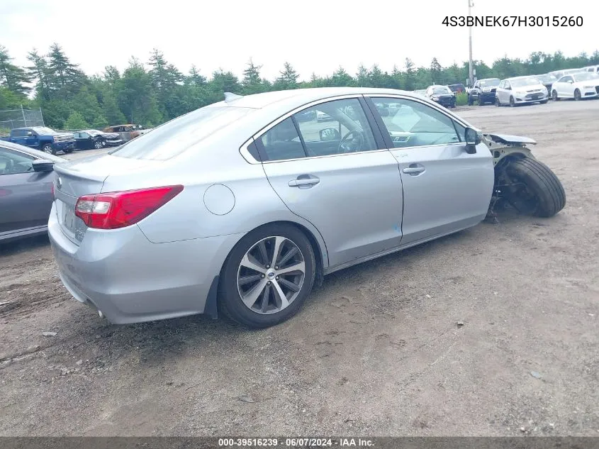 2017 Subaru Legacy 3.6R Limited VIN: 4S3BNEK67H3015260 Lot: 39516239