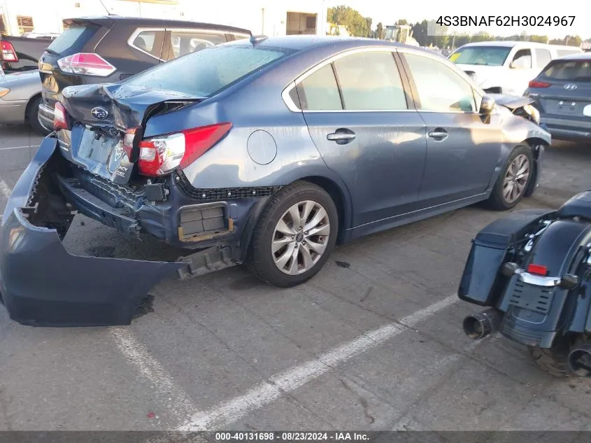 2017 Subaru Legacy 2.5I Premium VIN: 4S3BNAF62H3024967 Lot: 40131698