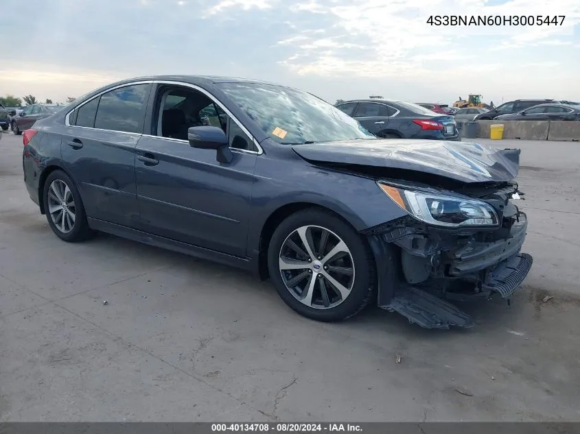 2017 Subaru Legacy 2.5I Limited VIN: 4S3BNAN60H3005447 Lot: 40134708