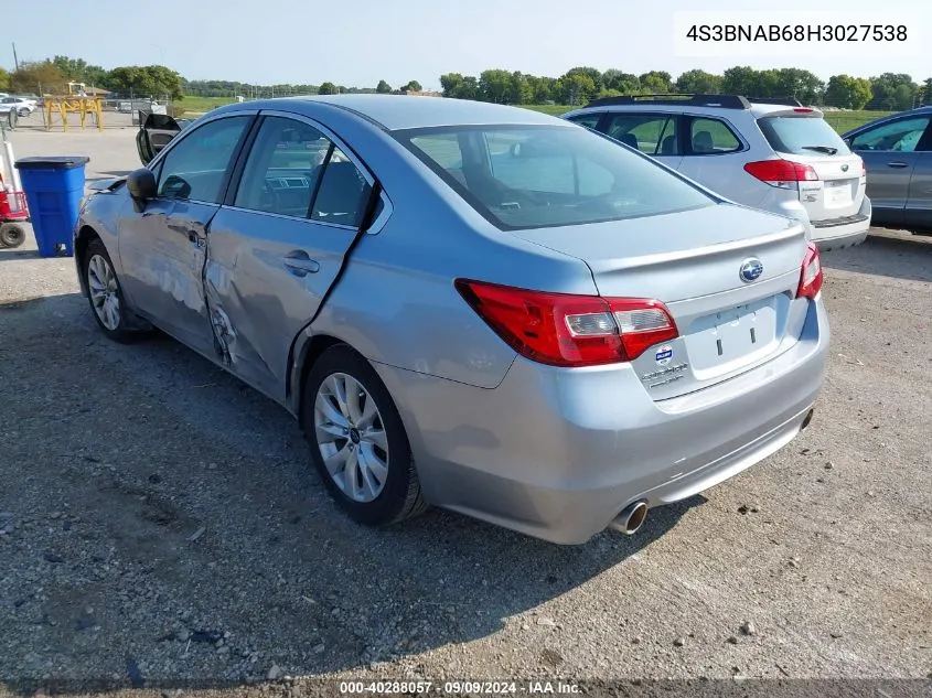 2017 Subaru Legacy 2.5I VIN: 4S3BNAB68H3027538 Lot: 40288057