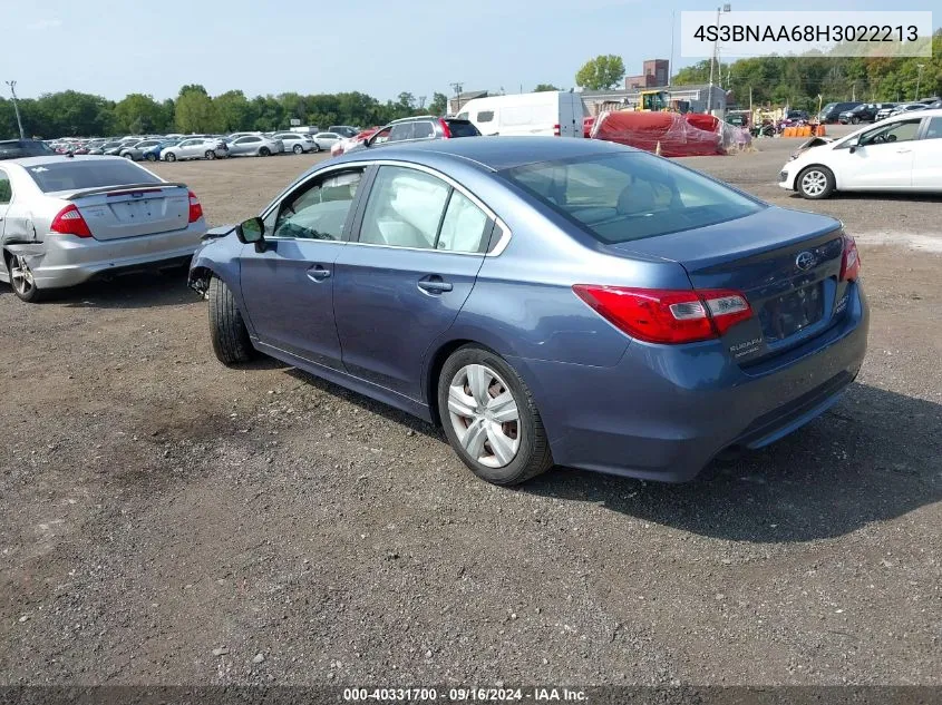 2017 Subaru Legacy 2.5I VIN: 4S3BNAA68H3022213 Lot: 40331700