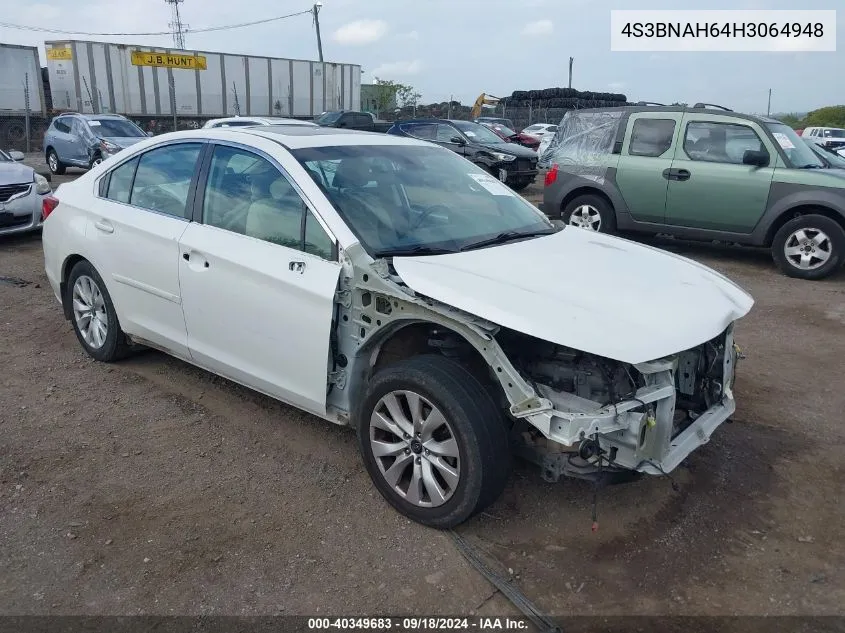 2017 Subaru Legacy 2.5I Premium VIN: 4S3BNAH64H3064948 Lot: 40349683