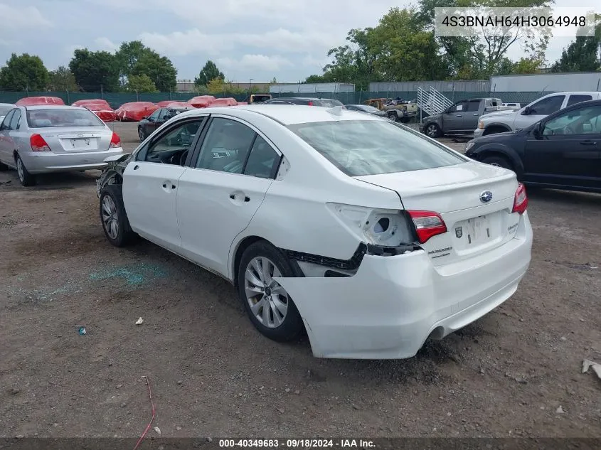 2017 Subaru Legacy 2.5I Premium VIN: 4S3BNAH64H3064948 Lot: 40349683