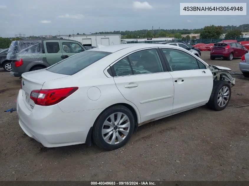 2017 Subaru Legacy 2.5I Premium VIN: 4S3BNAH64H3064948 Lot: 40349683