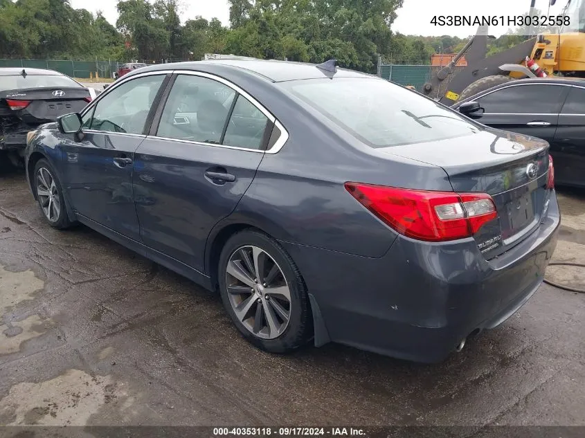 4S3BNAN61H3032558 2017 Subaru Legacy 2.5I Limited