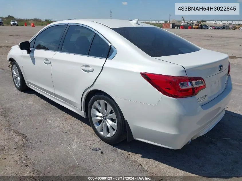 2017 Subaru Legacy 2.5I Premium VIN: 4S3BNAH64H3022845 Lot: 40360129